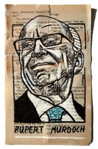 Rupert Murdoch drawn on newspaper